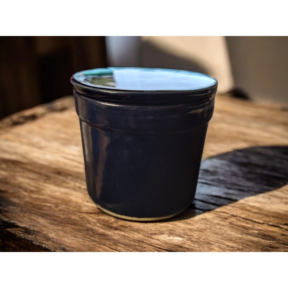 Vintage Rowe Handcrafted Pottery Dark Blue Lidded Jar / Canister